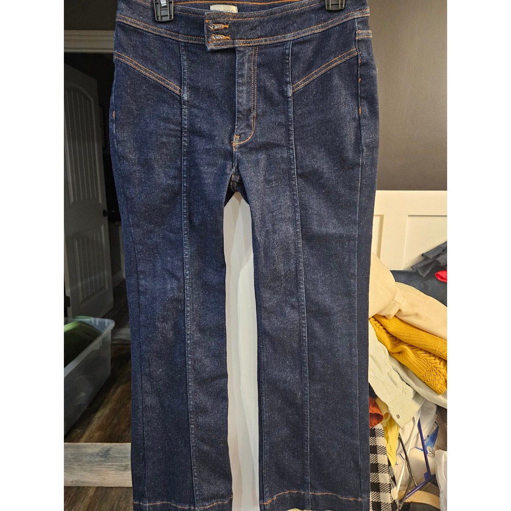 PILCRO Designer Dark Wash High Rise Flare Jeans Women's Size 30 Made in Turkey - Picture 1 of 3